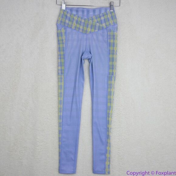 NEW Free People Movement Plaid Leggings in “Bluebell Combo”, XS - Picture 1 of 16